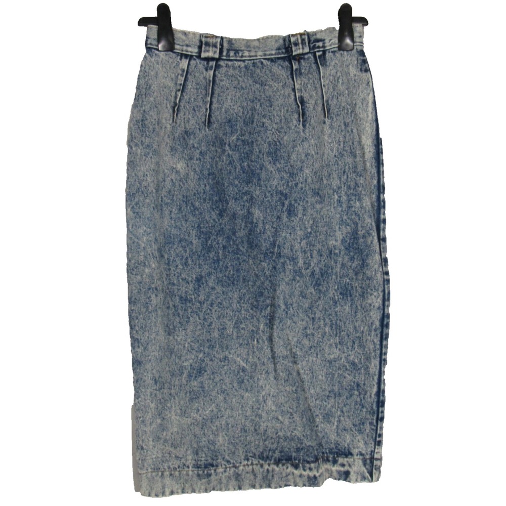 VTG VENEZIA Original ACID WASHED DENIM Pleated Blue Jean Skirt (12) 27"Waist, M